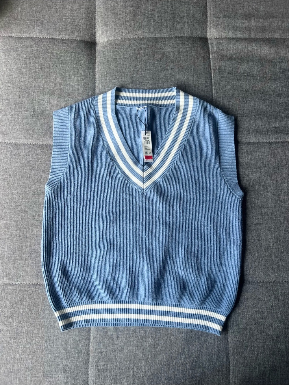 NEW Garage Blue V-Neck Knit Sweater Vest